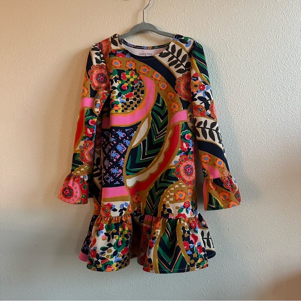 Lands' End Multicolor Floral Kids Dress
